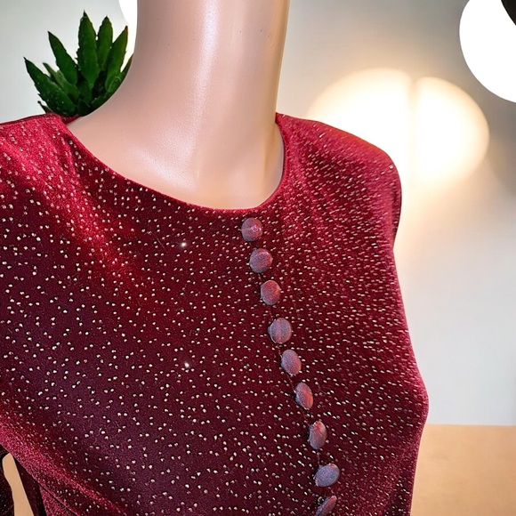 J.B.S. Deep Red Velvety Glittering Tunic - Picture 12 of 14